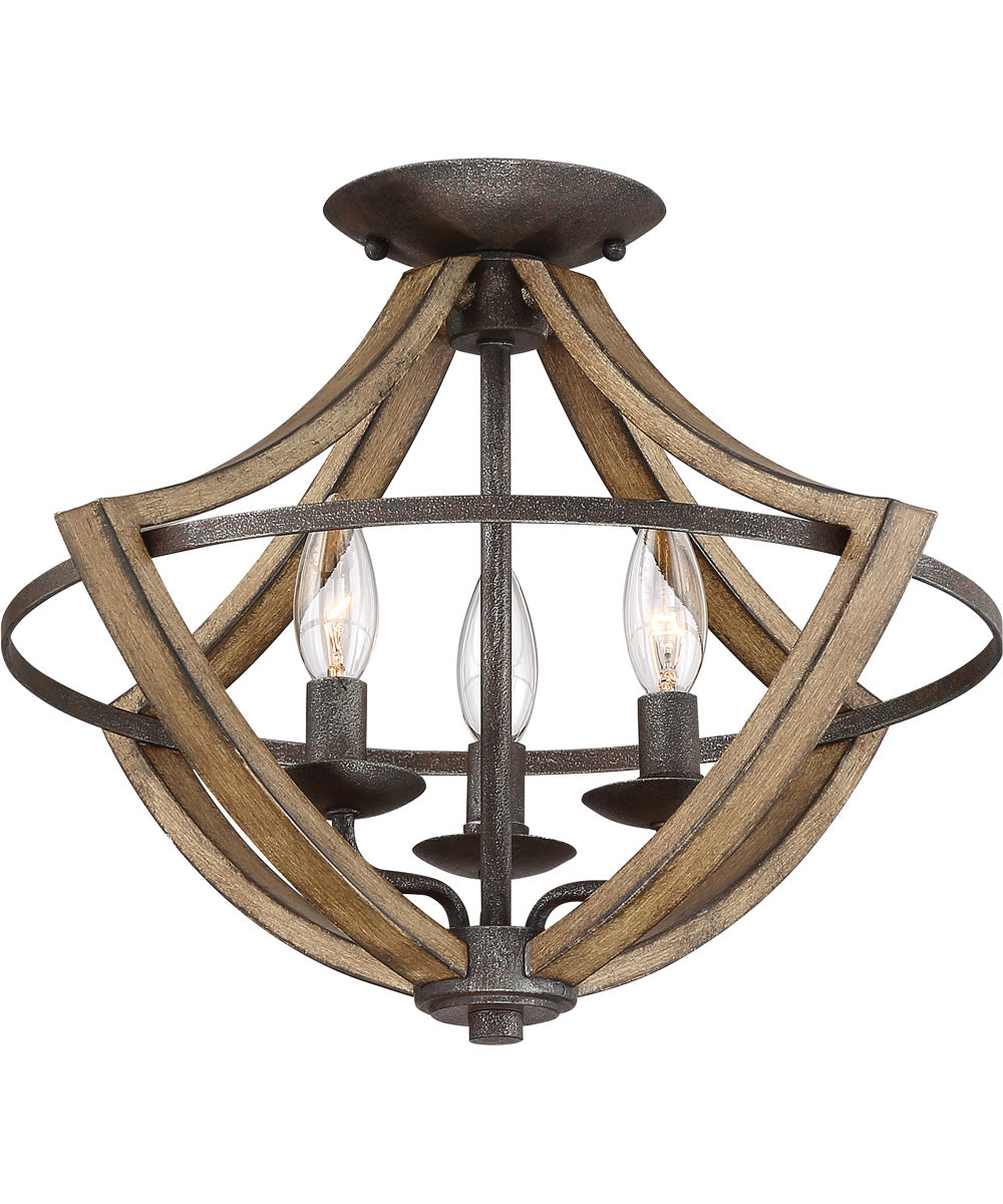 Shire 3-light Flush Mount Rustic Black