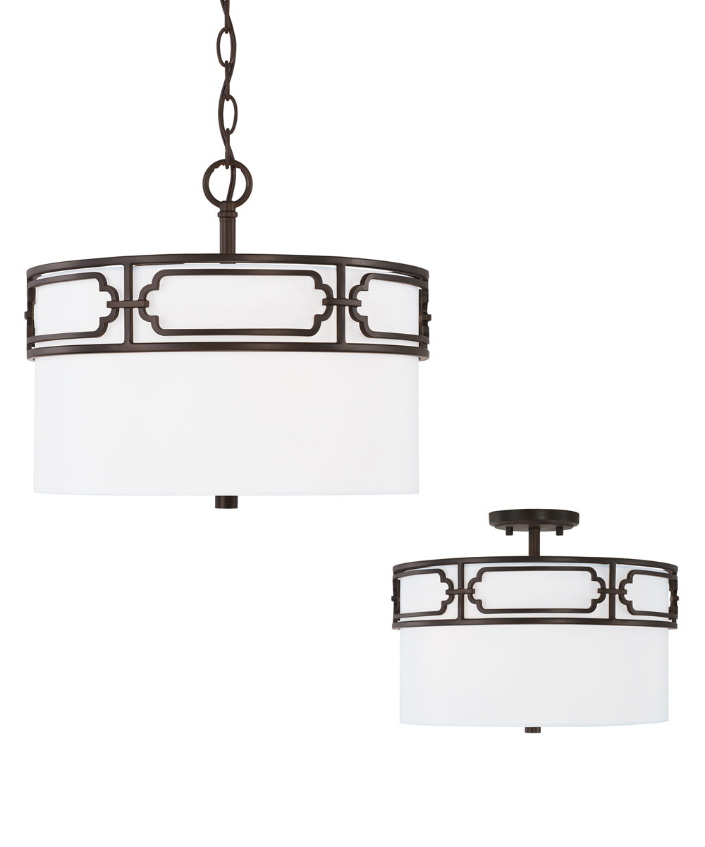 Merrick 3-Light Dual-Mount Semi-Flush/Pendant Mount In Old Bronze