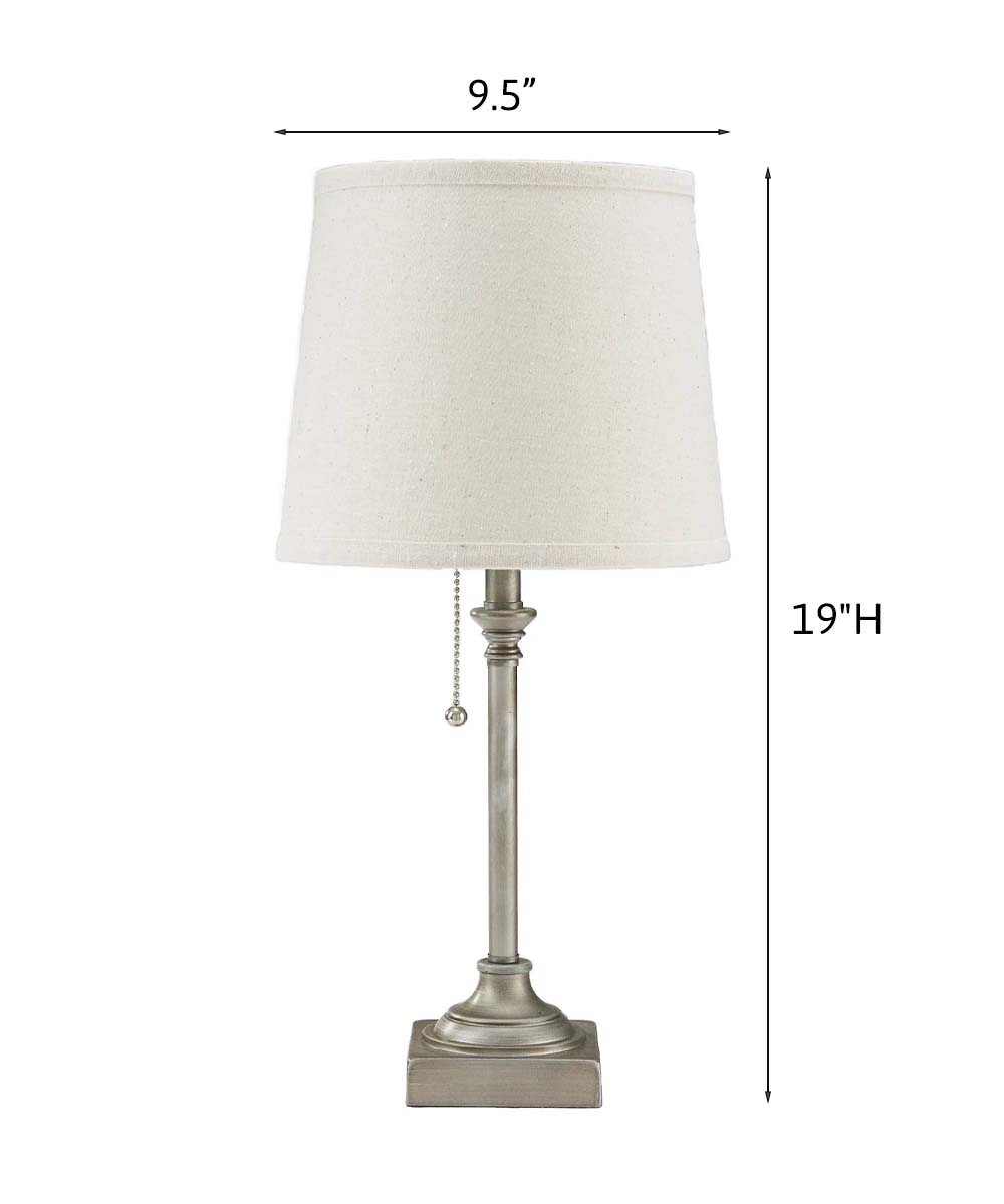 Catalina 19"H 1-Light LED Silver Metal Table Lamp with Beige Linen Drum Shade