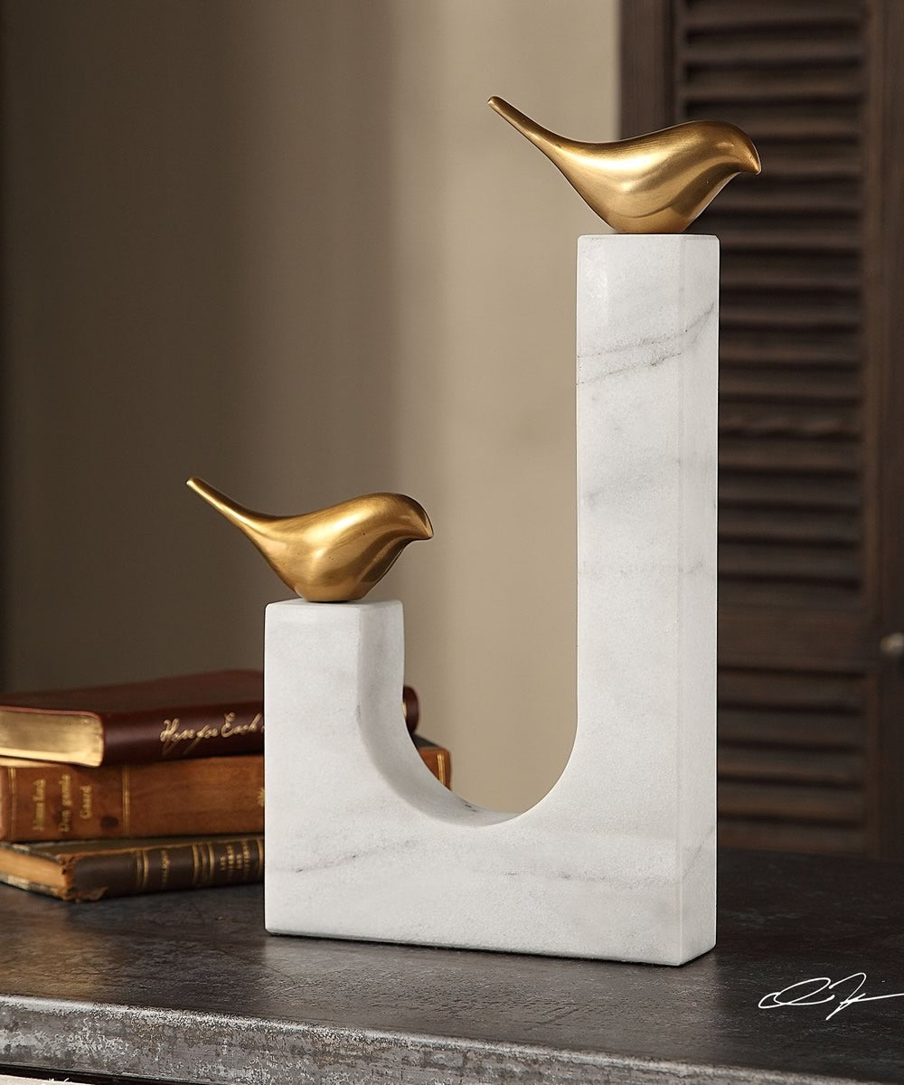 13"H Songbirds Brass Sculpture
