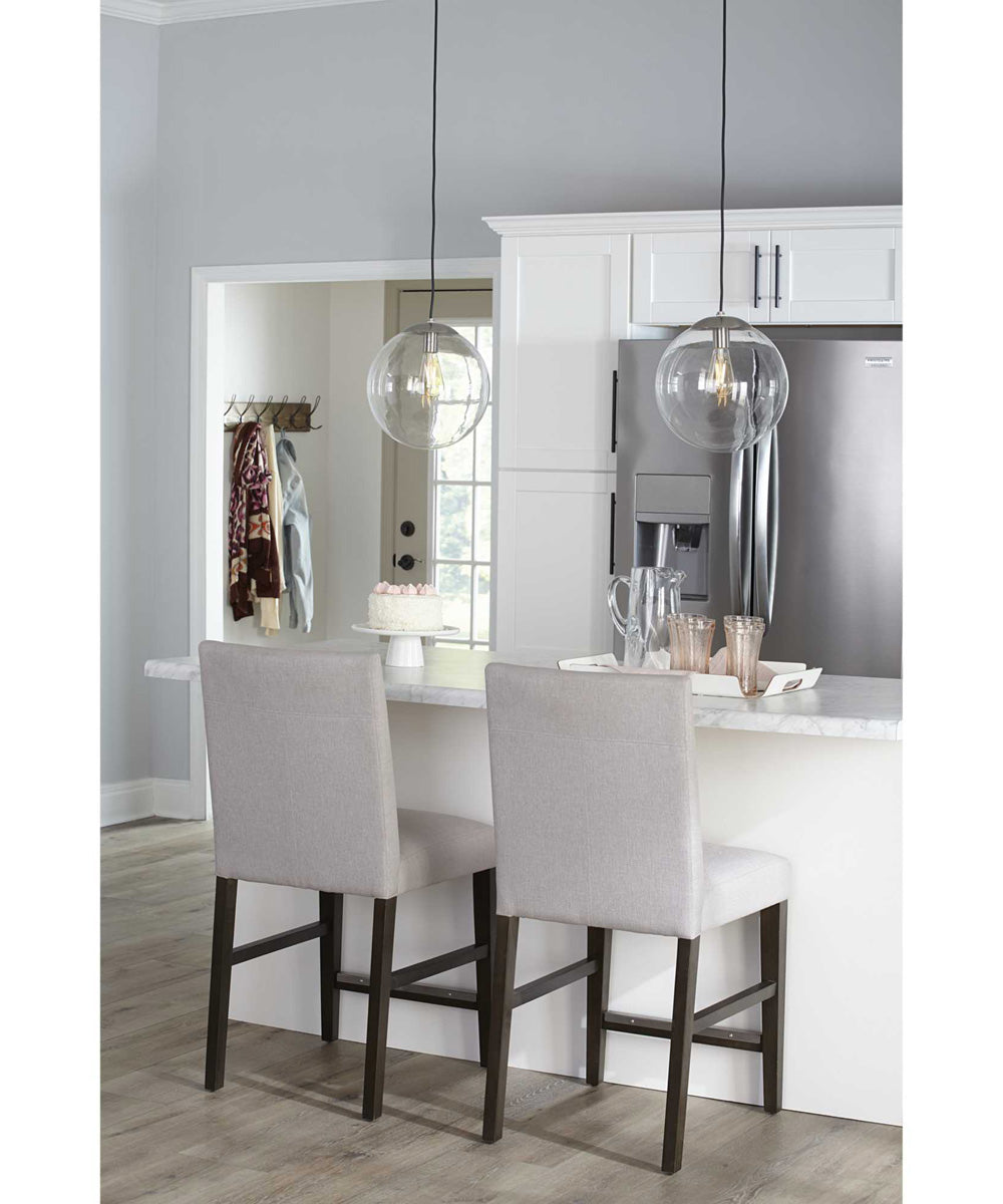 Atwell 10-inch Clear Glass Globe Medium Hanging Pendant Light Brushed Nickel