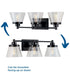 Hinton 3-Light Clear Seeded Glass Farmhouse Bath Vanity Light Matte Black