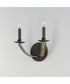 Basque 2-Light Wall Sconce Driftwood/Anthracite