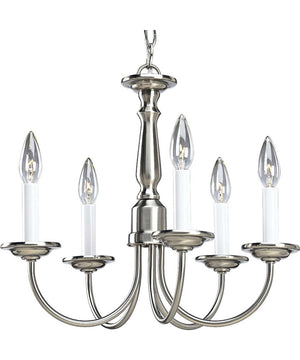 5-Light White Candles Traditional Chandelier Light Brushed Nickel