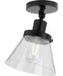 Hinton 1-Light Seeded Glass Vintage Style Ceiling Light Matte Black