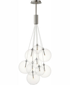 Burst 9-Light LED Pendant - Clear Satin Nickel