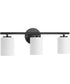 Replay 3-Light Etched Glass Modern Bath Vanity Light Textured Black