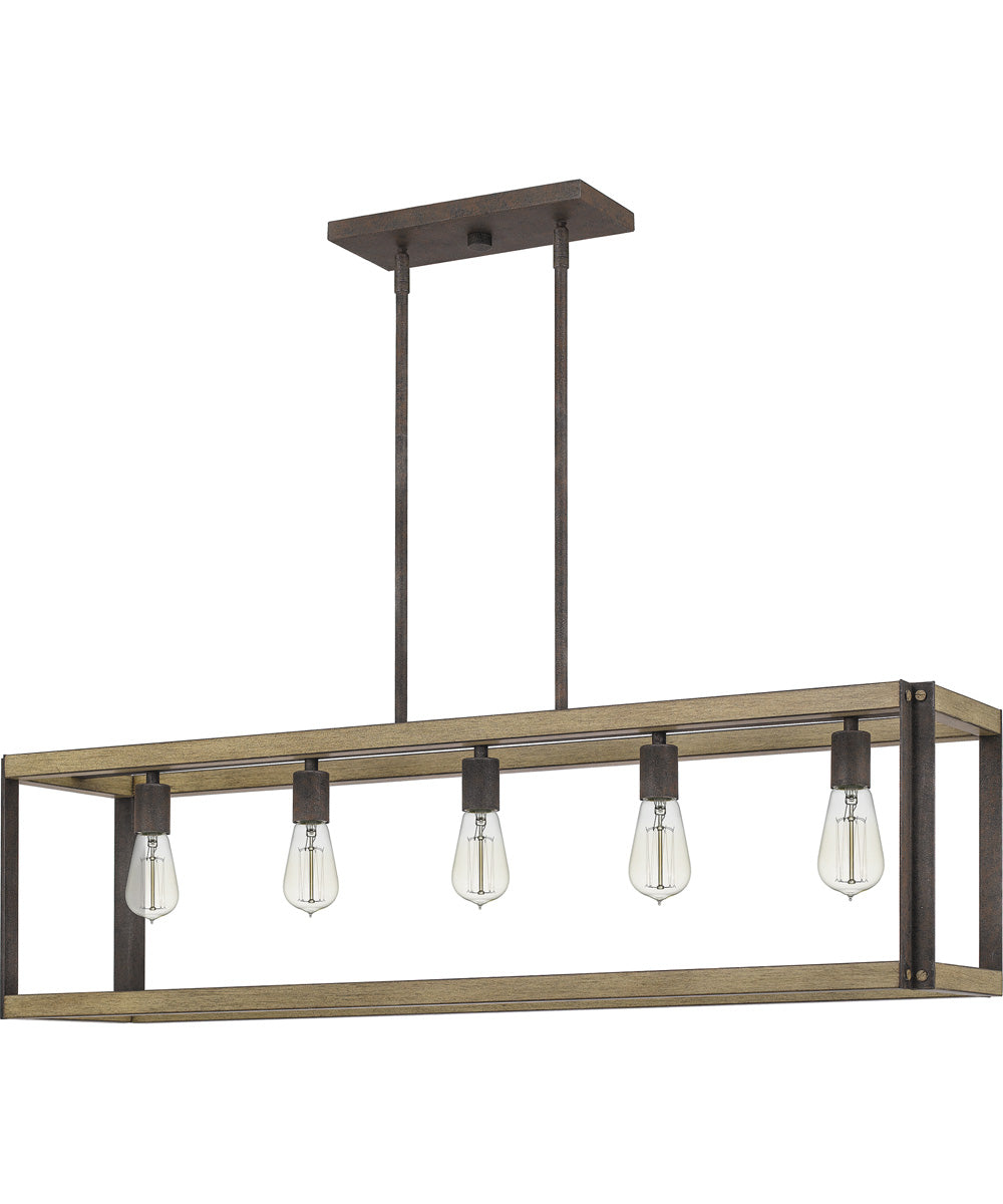 Finn 5-light Island Light Rustic Black