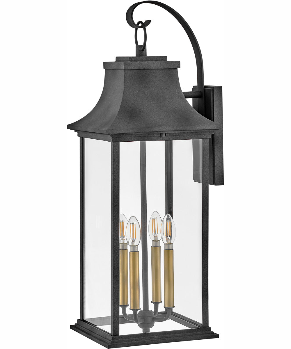 Adair 4-Light Extra Large Wall Mount Lantern in Aged Zinc