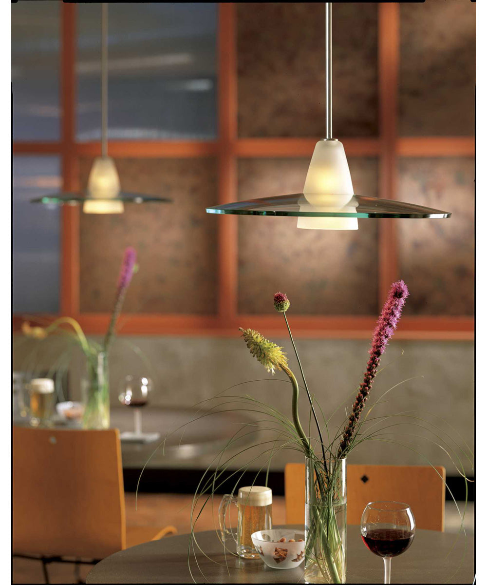 Modern Pendant  1-Light Clear Etched Glass Mini-Pendant Light Brushed Nickel