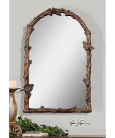 37"H x 27"W Paza Antique Gold Arch Mirror