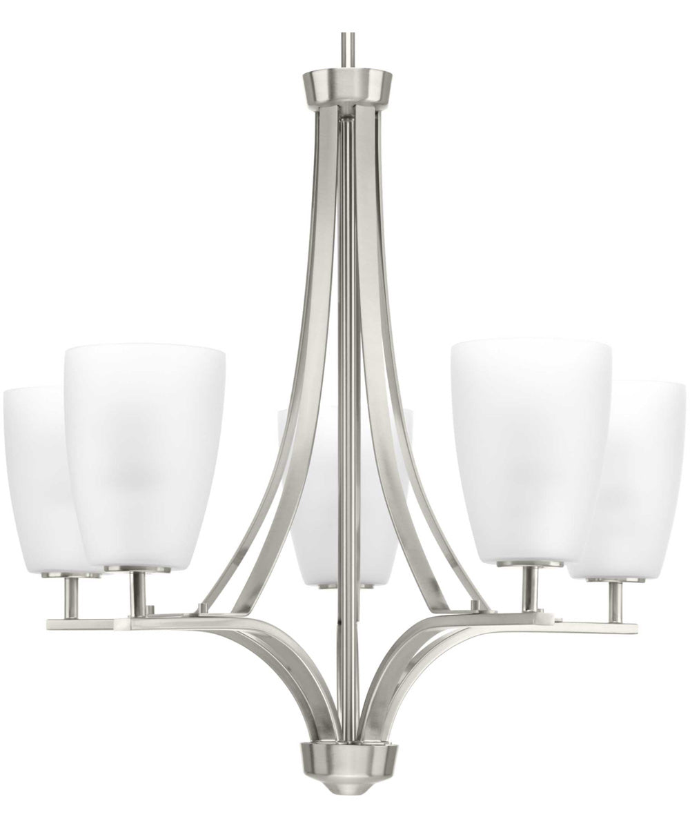 Leap 5-Light Etched Opal Glass Modern Chandelier Light Brushed Nickel