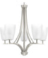Leap 5-Light Etched Opal Glass Modern Chandelier Light Brushed Nickel