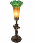15" High Amber/Green Tiffany Pond Lily Nouveau Lady Accent Lamp