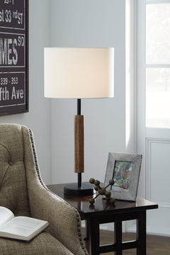 28"H Maliny Wood Table Lamp (2/CN) Black/Brown