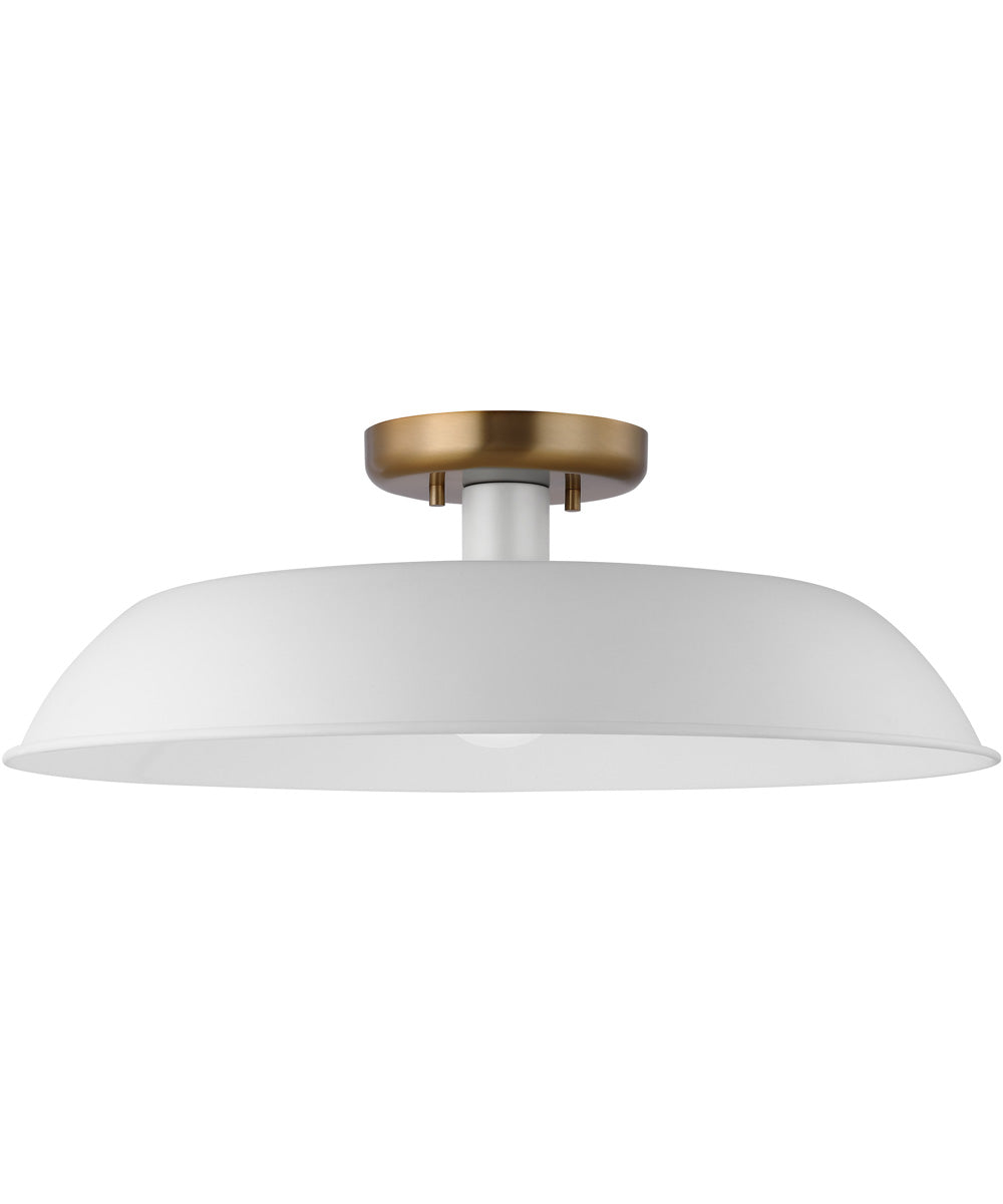 Colony 1-Light Close-to-Ceiling Matte White / Burnished Brass