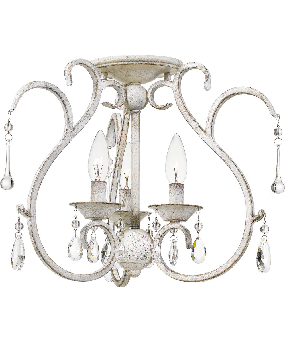 Blanca Medium 3-light Semi Flush Mount Antique White