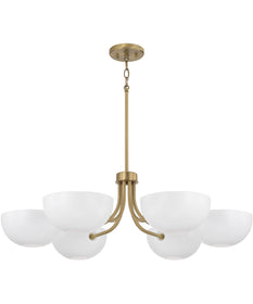 Reece 6-Light Chandelier Aged Brass and White