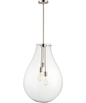 20"W Gourd 3-Light Pendant Satin Nickel