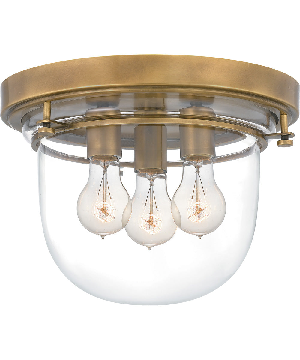 Whistling 3-light Flush Mount Weathered Brass