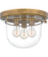 Whistling 3-light Flush Mount Weathered Brass