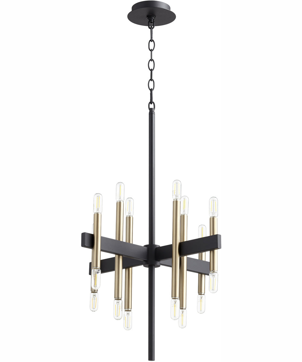 Luxe 16-light Chandelier Textured Black w/ Aged Brass
