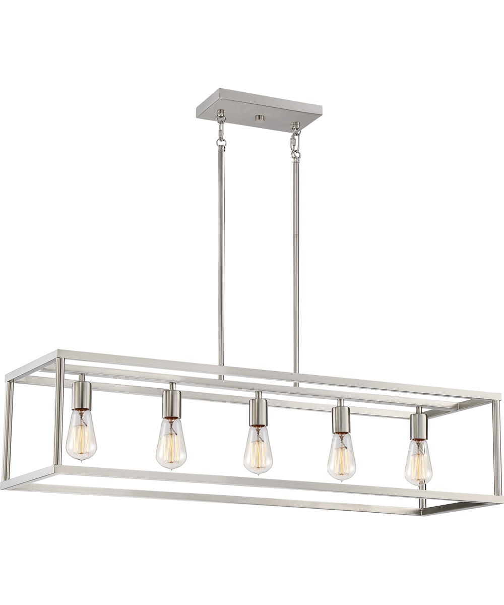New Harbor 5-light Island Light Brushed Nickel
