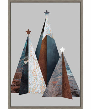 Framed Three Christmas Trees by Design Fabrikken Canvas Wall Art Print (23  W x 33  H), Sylvie Greywash Frame