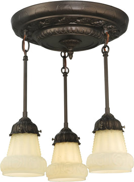 15"W White Puffy Rose 3 Light Semi-Flushmount