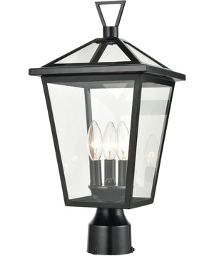 Main Street 3-Light Outdoor Post Mount Black/Clear Glass Enclosure