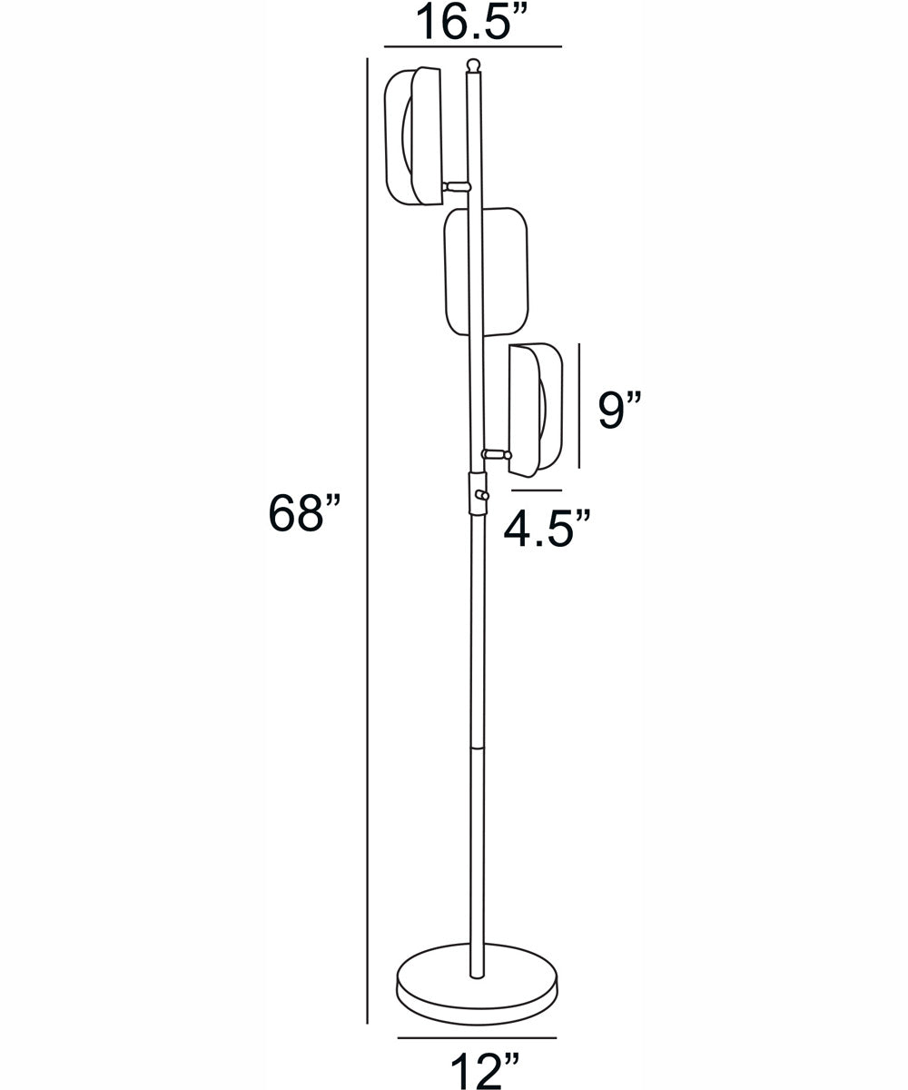Qwin 3-Light Led 3-Light Floor Lamp Antique Brass/White Acrylic Shade