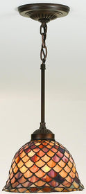 8"W Tiffany Fishschale Mini-Pendant Mahogany Bronze