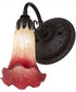 5.5" Wide Seafoam/Cranberry Tiffany Pond Lily Wall Sconce