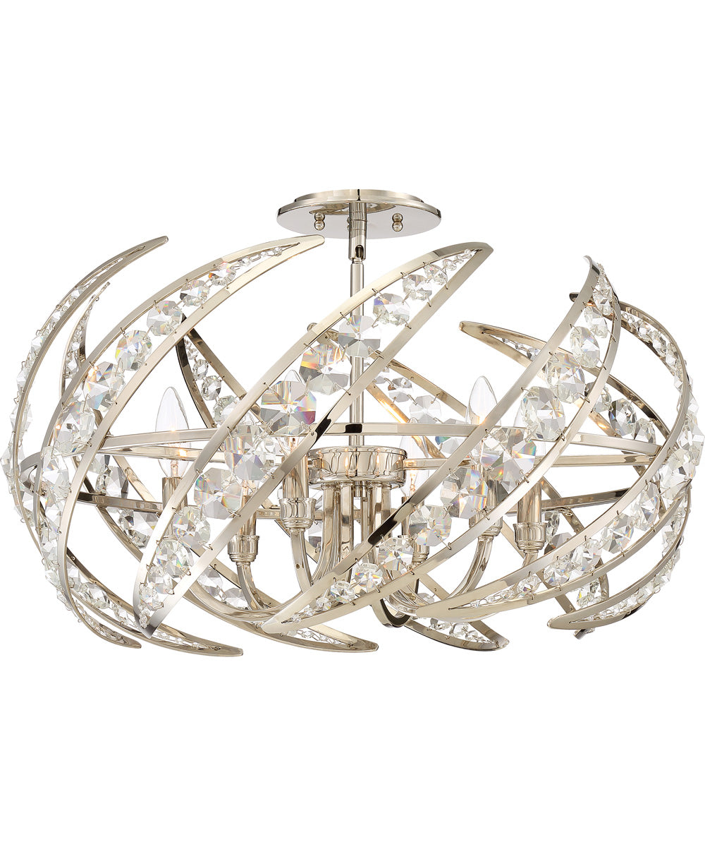 Crescent 6-light Semi Flush Mount Polished Nickel