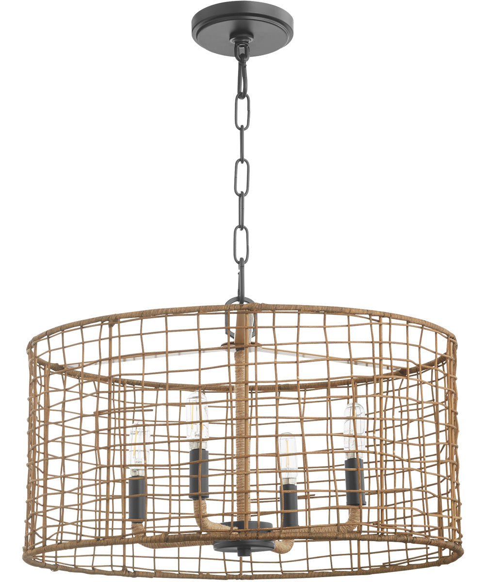 Abaca 4-light Pendant Matte Black