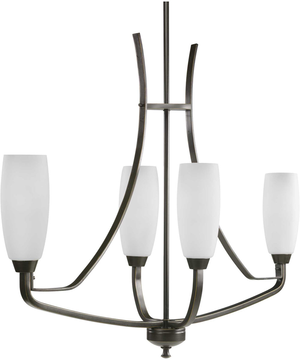 Wisten 4-Light Etched Glass Modern Chandelier Light Antique Bronze