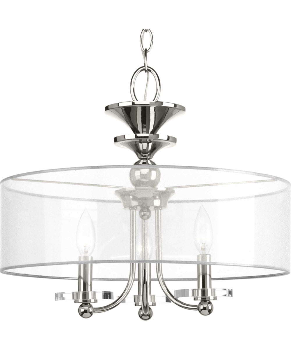 Marche' 3-Light Semi-Flush Convertible Polished Nickel