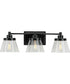 Hinton 3-Light Clear Seeded Glass Farmhouse Bath Vanity Light Matte Black