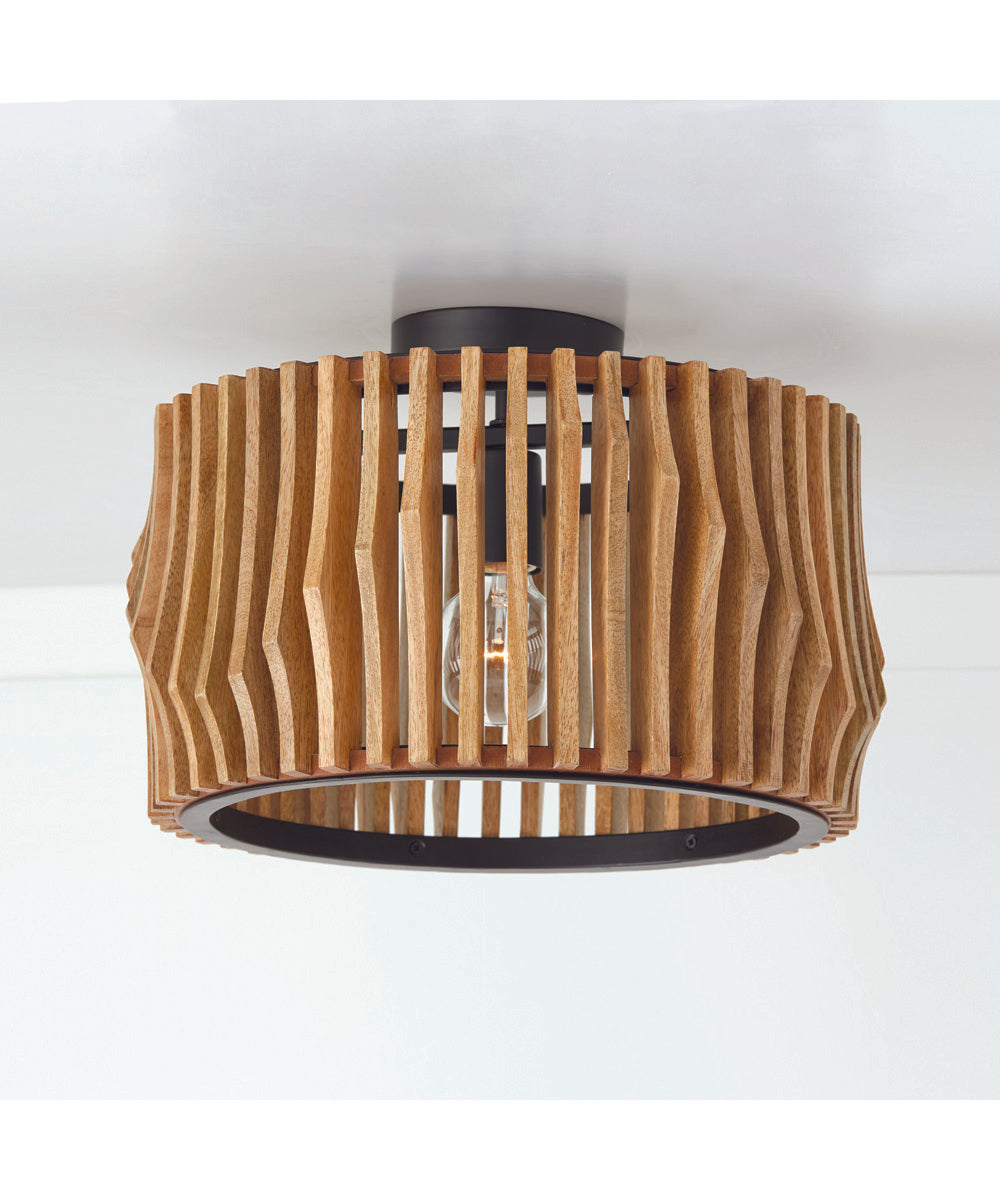 Archer 1-Light Semi-Flush Light Wood and Matte Black