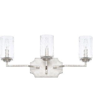 Oxford 3-Light Vanity In Silver Patina With Clear Swirl Glass