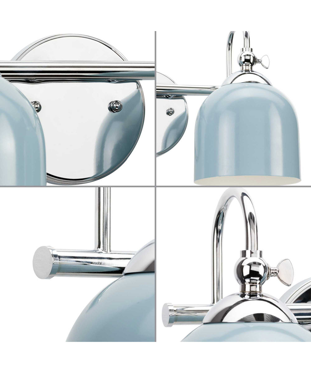 Dalton 2-Light Farmhouse Metal Shade Bath Vanity Light Polished Chrome