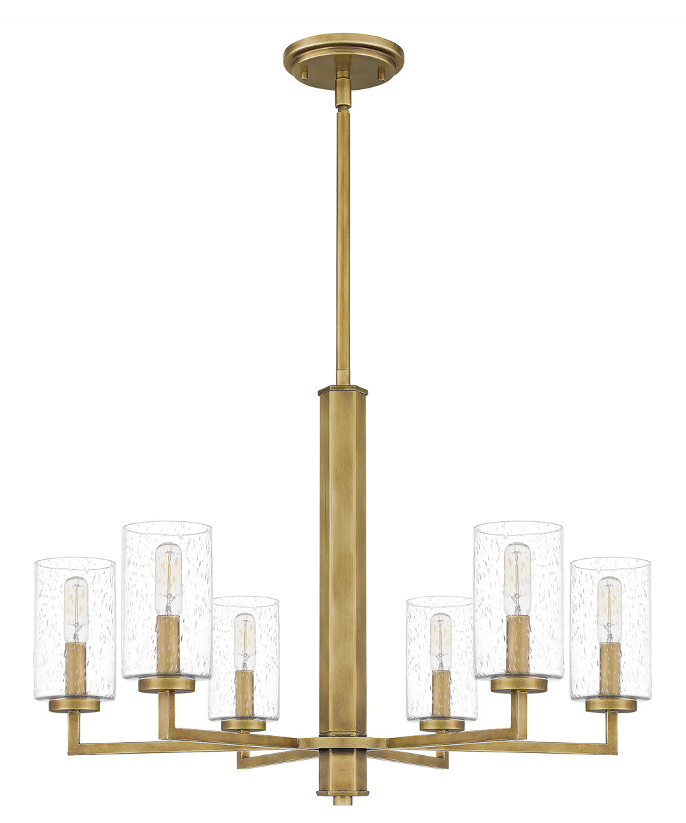 Sunburst 6-light Chandelier Weathered Brass