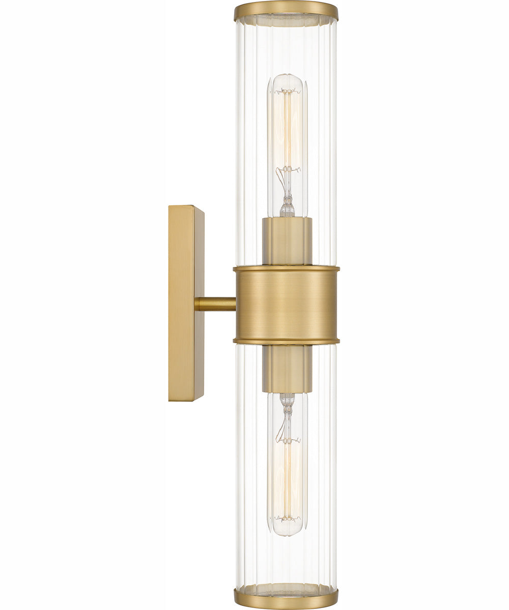 Quoizel Wood Small 2-light Wall Sconce Aged Brass