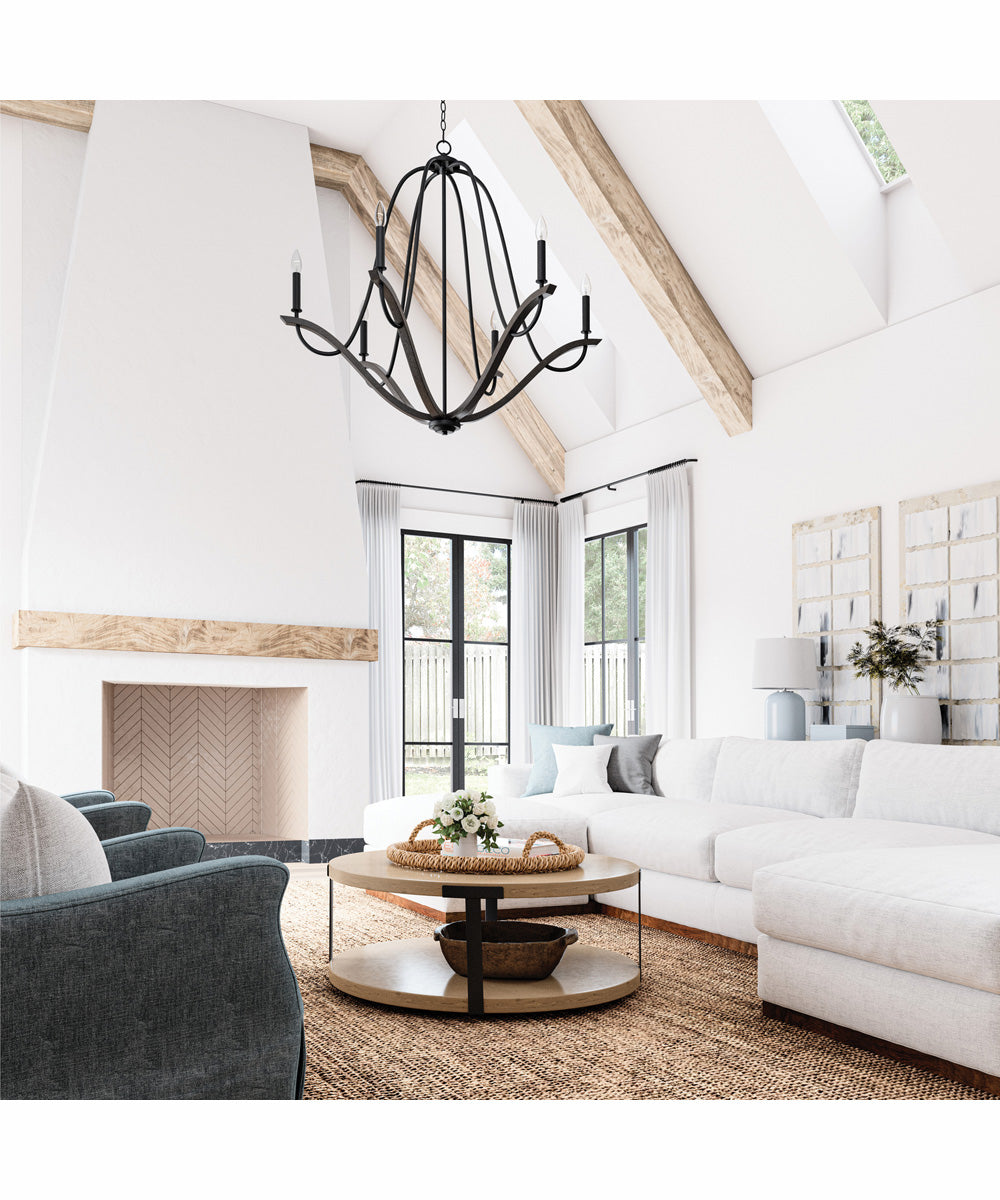 Clive 6-Light Chandelier Carbon Grey and Black Iron