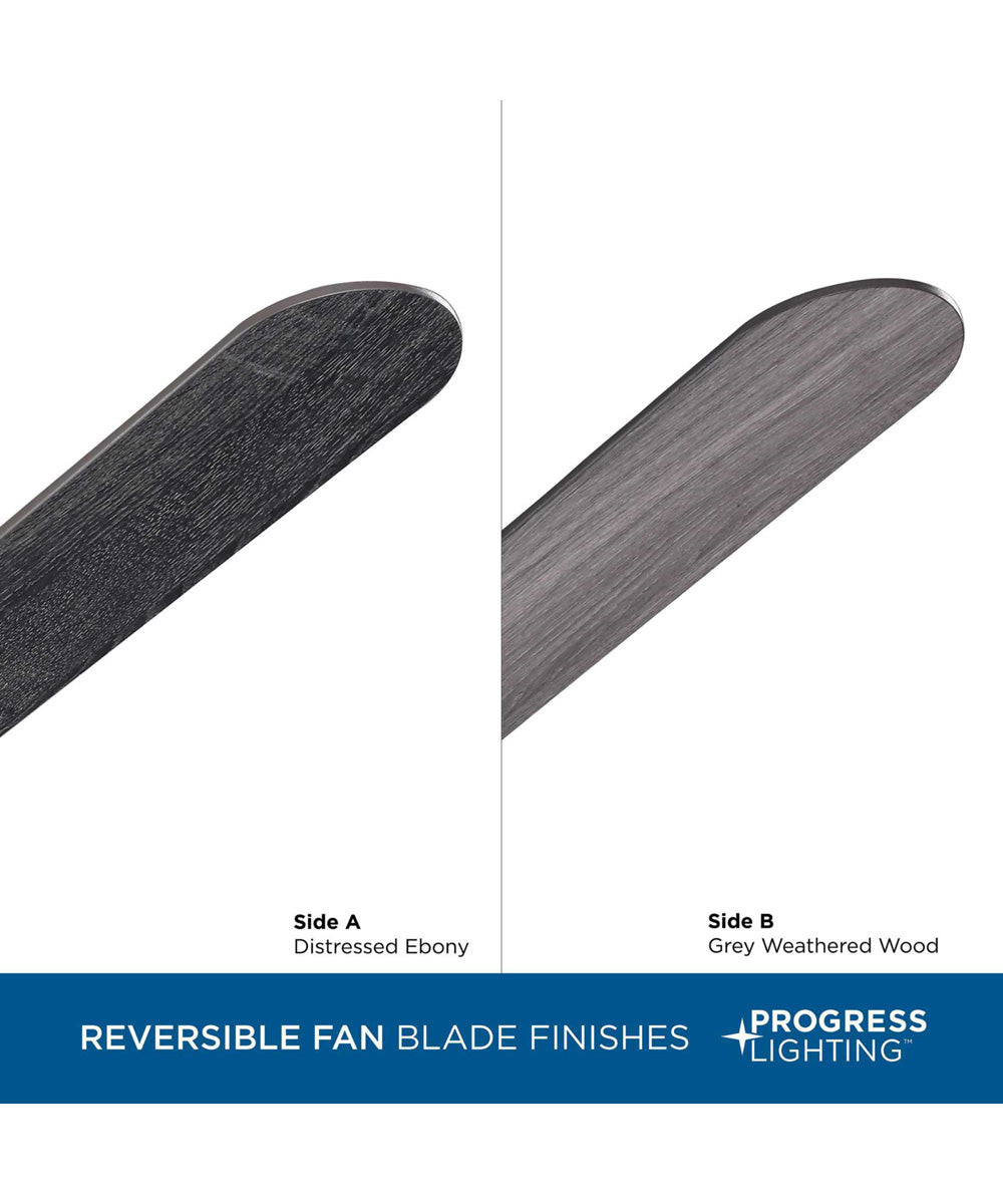 Claret 5-Blade Reversible Distressed Ebony/Grey Weathered Wood 54-Inch LED Transitional Ceiling Fan Black