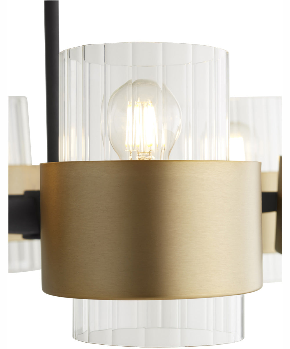 Epsilon 6-light Chandelier Textured Black w/ Aged Brass