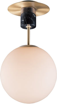 10"W Vesper 1-Light Semi-Flush Satin Brass / Black