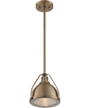 9"W Barbett 1-Light Pendant Burnished Brass