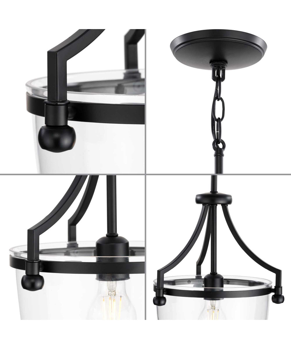 Parkhurst 1-Light New Traditional Clear Glass Mini-Pendant Light Matte Black