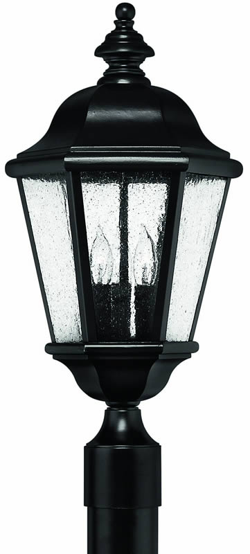 21"H Edgewater 3-Light Large Outdoor Post Lantern Black